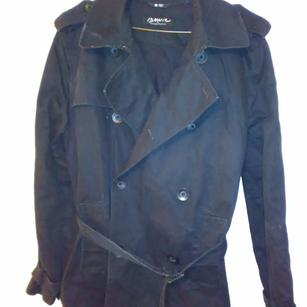 BLACK COAT WITH BELT DOUBLE BREASTED